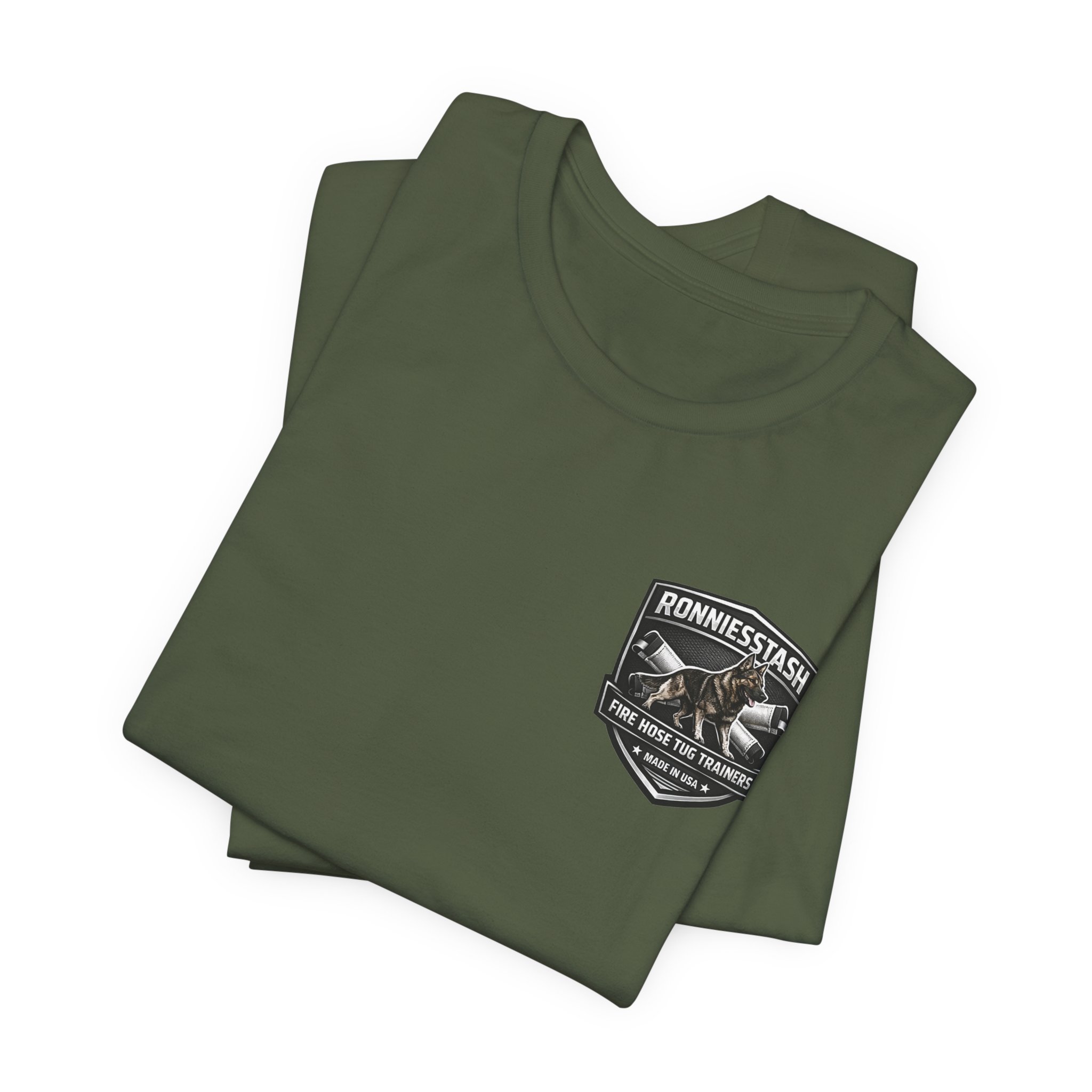 Fire Hose Tug Trainers T‑Shirt — Ronniesstash K9 Rescue Badge Tee - Image 11