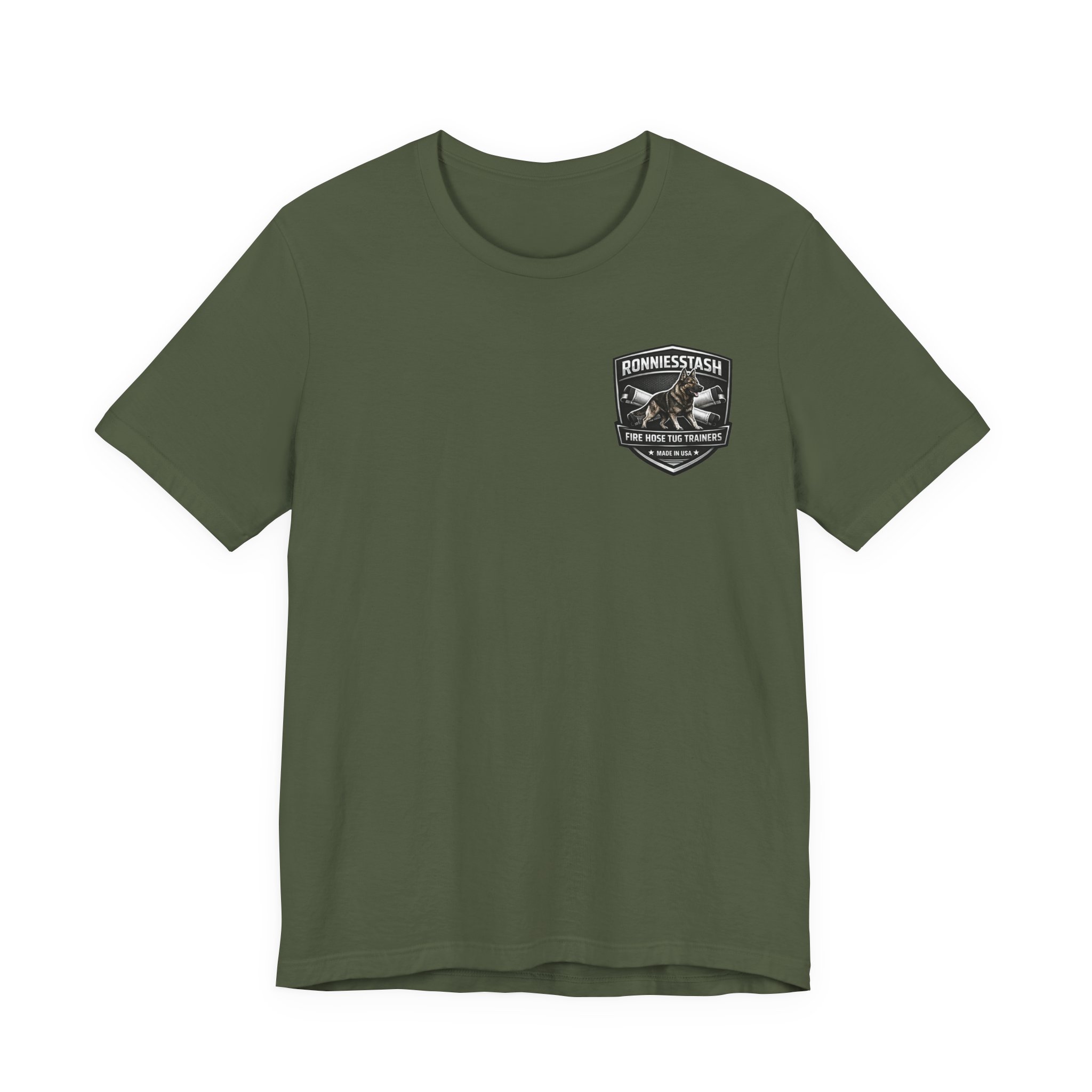 Fire Hose Tug Trainers T‑Shirt — Ronniesstash K9 Rescue Badge Tee - Image 9