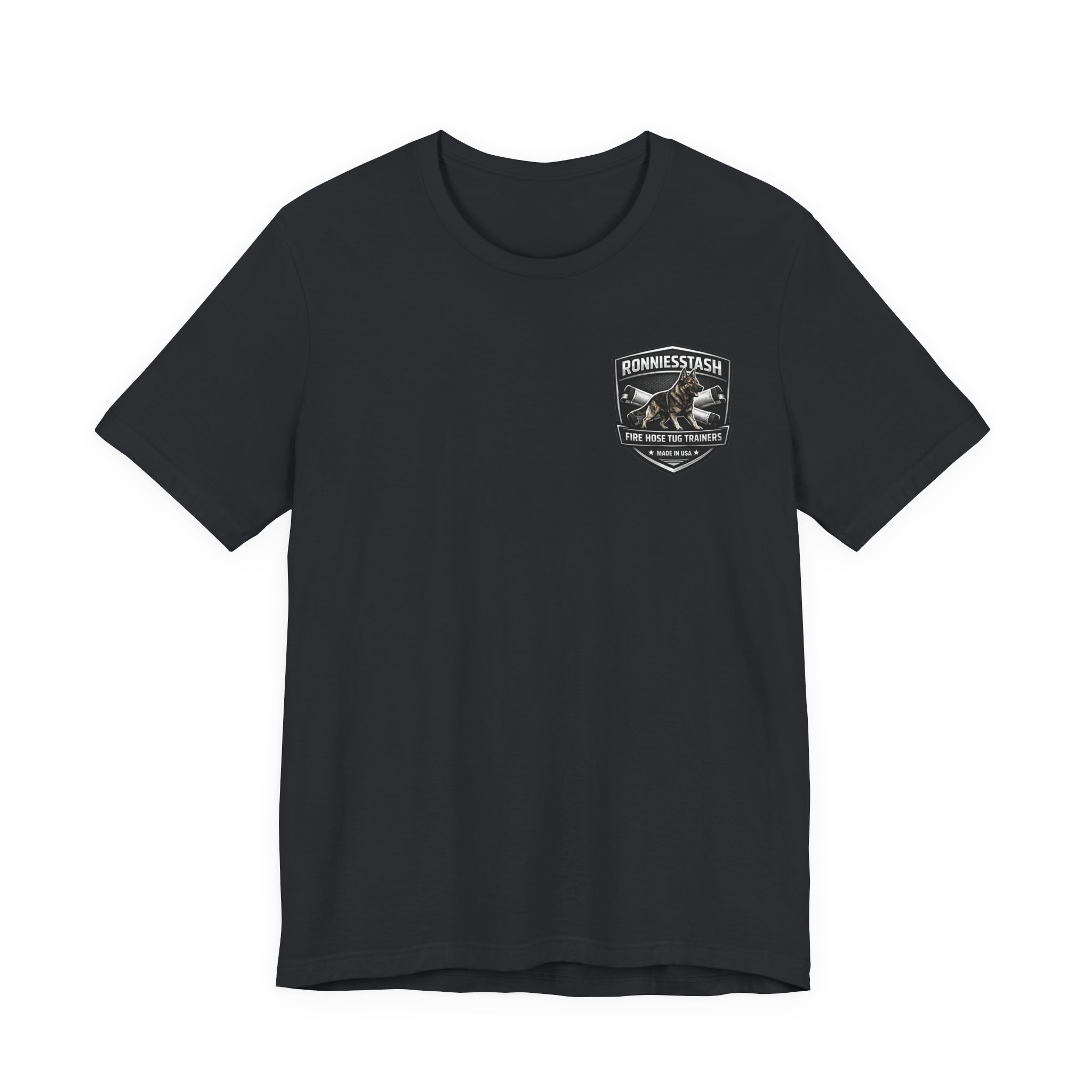 Fire Hose Tug Trainers T‑Shirt — Ronniesstash K9 Rescue Badge Tee - Image 5