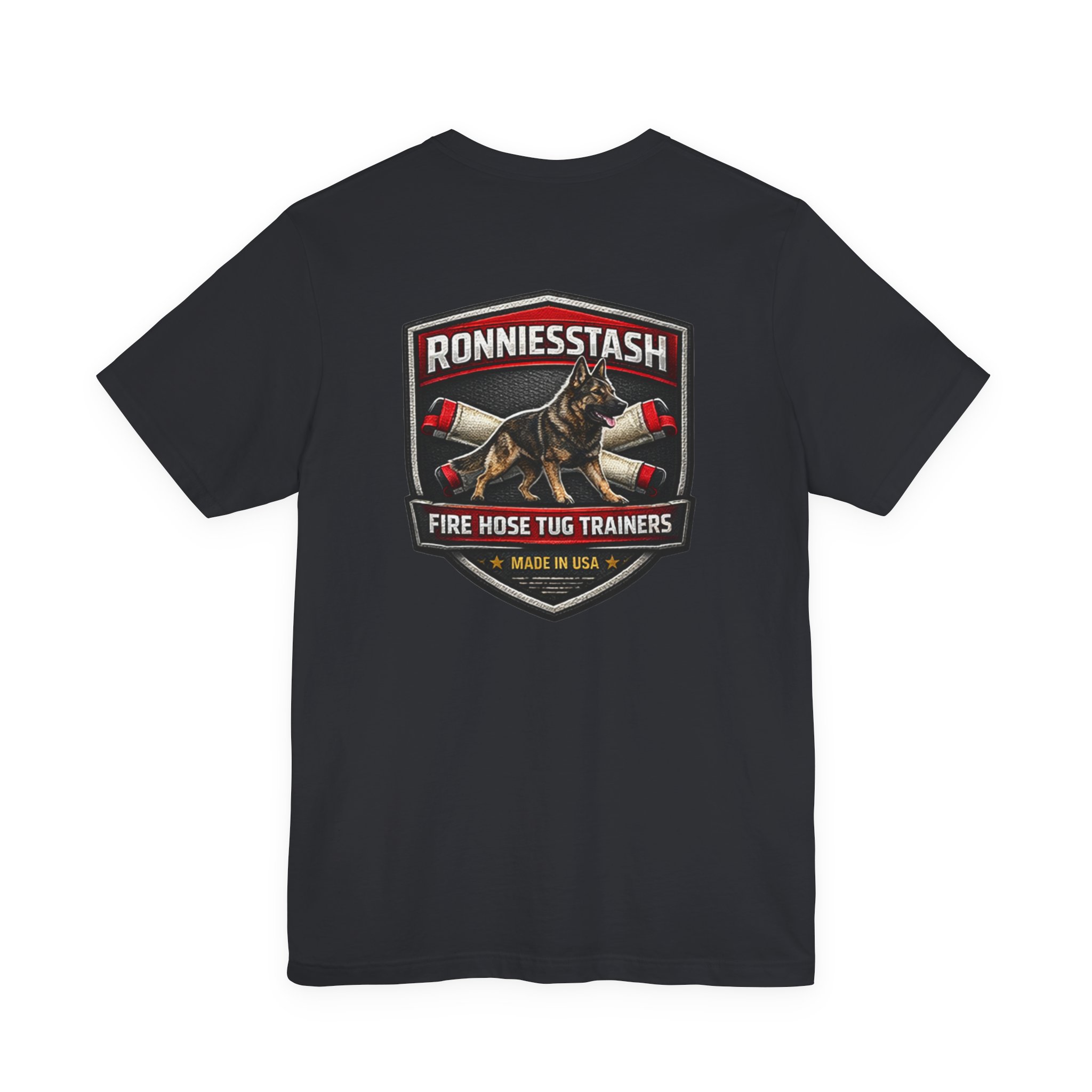 Fire Hose Tug Trainers T‑Shirt — Ronniesstash K9 Rescue Badge Tee - Image 6