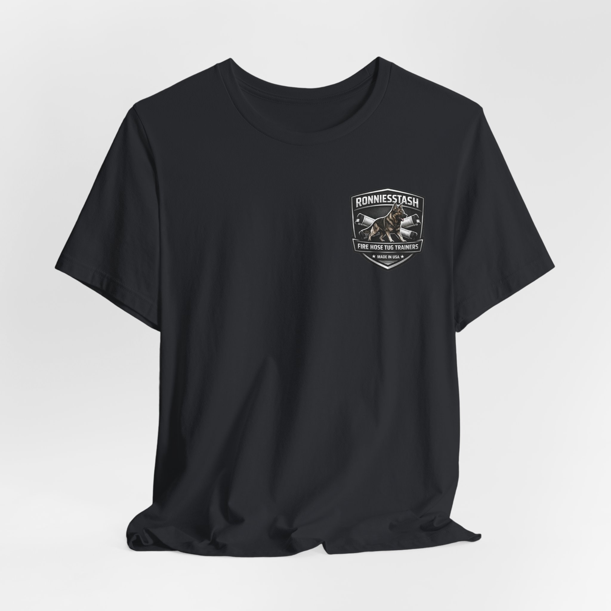 Fire Hose Tug Trainers T‑Shirt — Ronniesstash K9 Rescue Badge Tee - Image 8